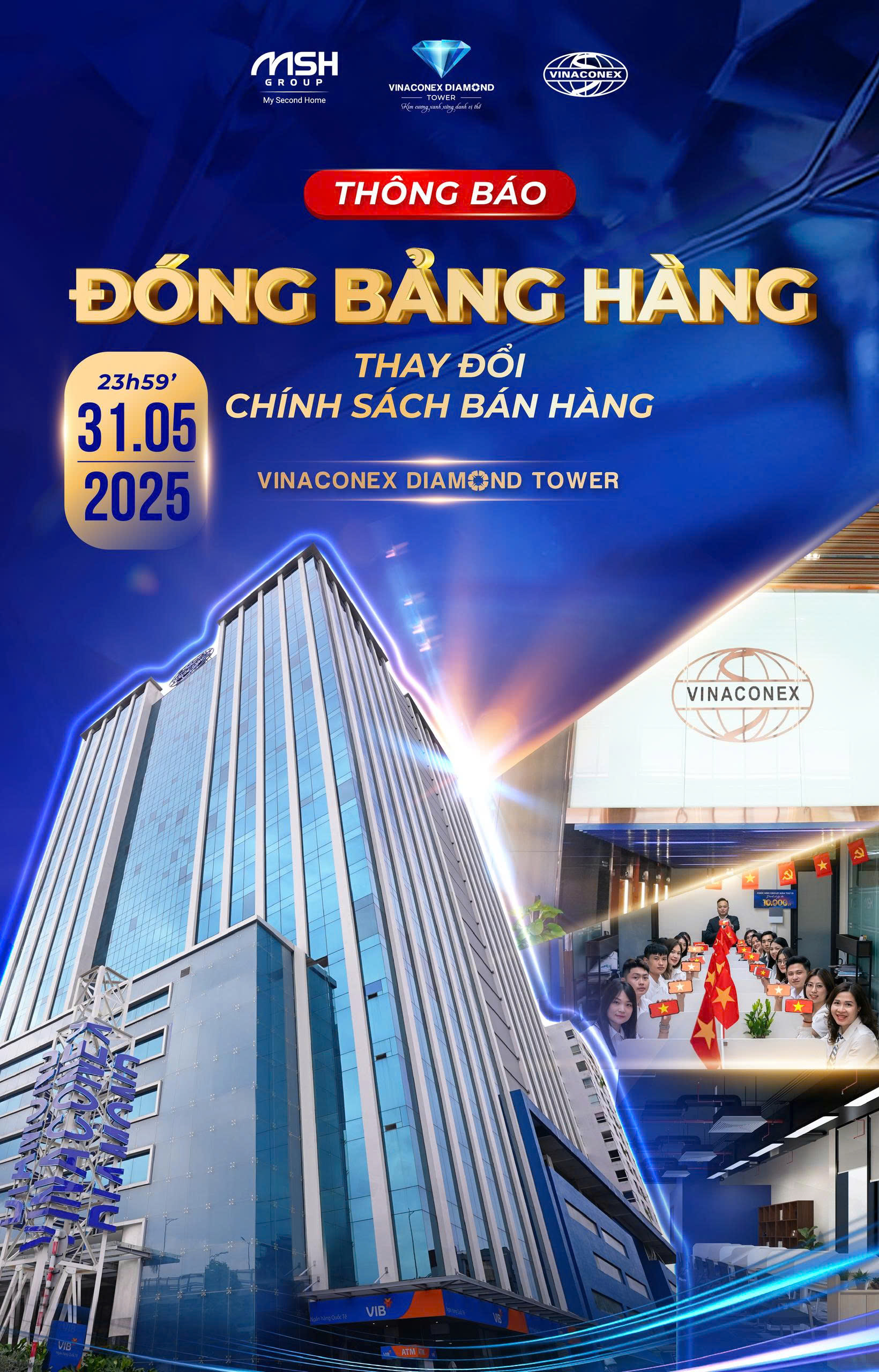 Đóng bảng hàng sàn văn phòng Vinaconex Diamond Tower – Chờ ra chính sách mới từ 0h ngày 1/6/2025