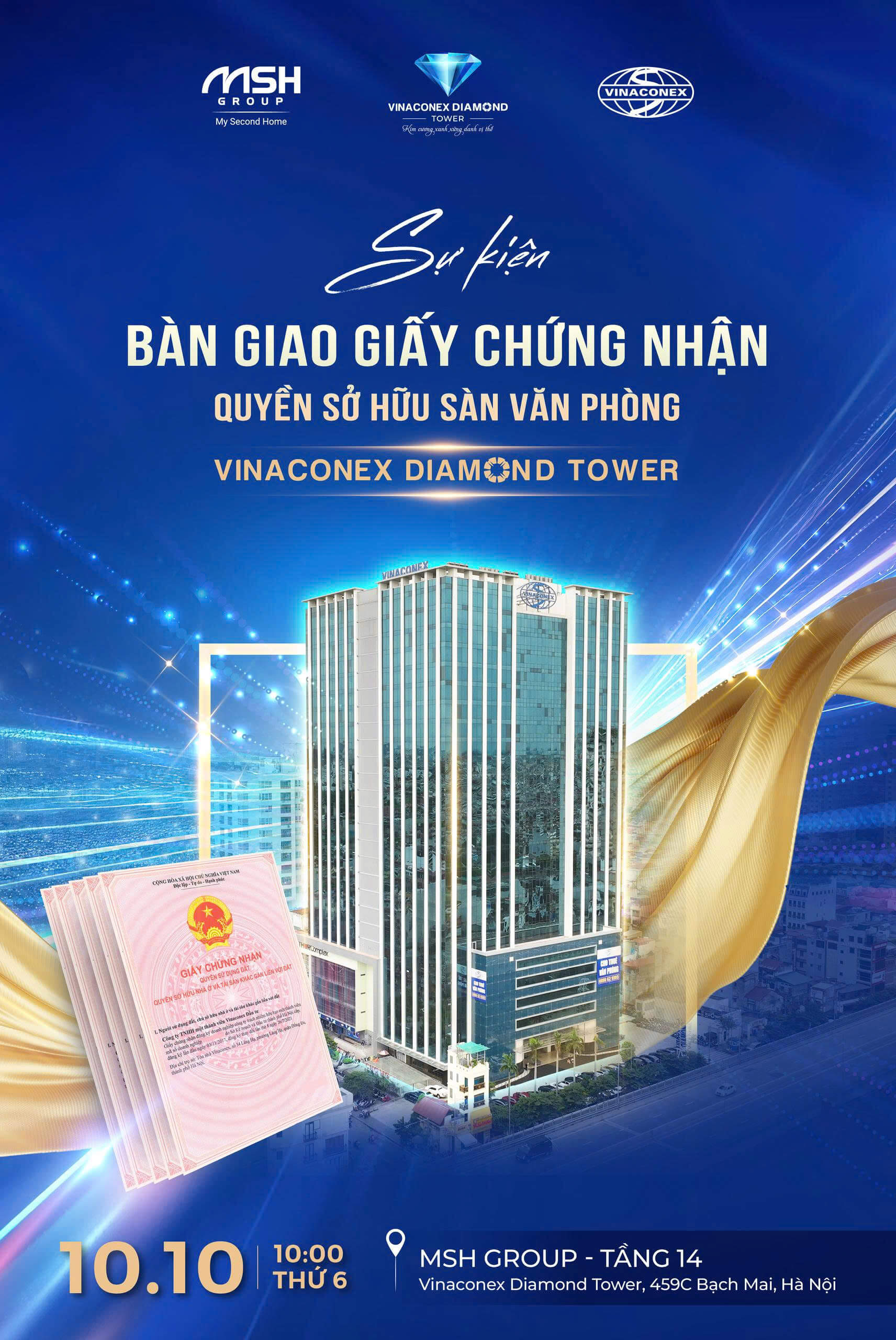Vinaconex Diamond Tower: Cột mốc pháp lý kim cương trao sổ đỏ cho các sàn văn phòng đầu tiên và cơ hội đầu tư cuối cùng