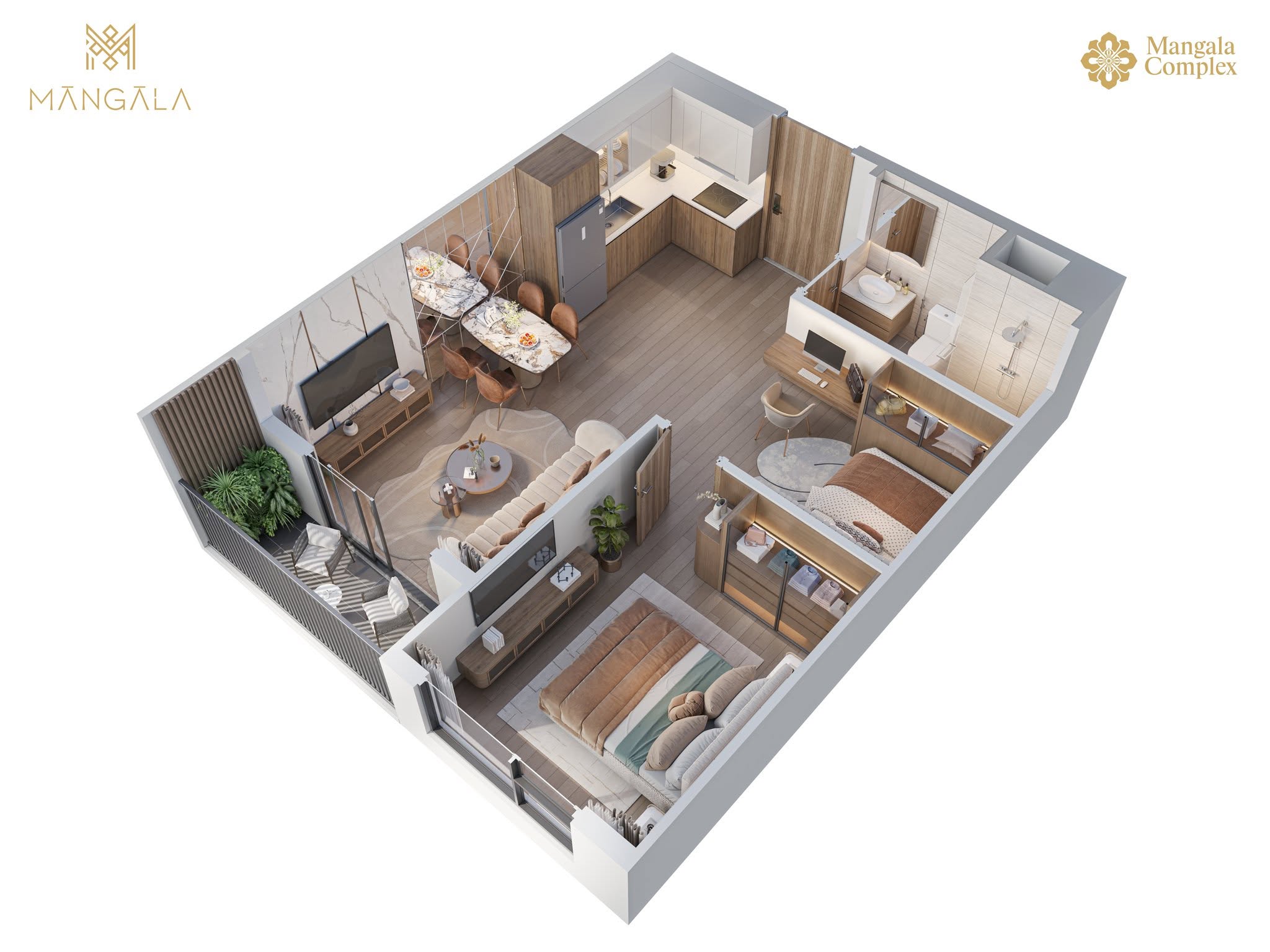 Thiết kế căn hộ 1 Ngủ + tại Mangala Complex
