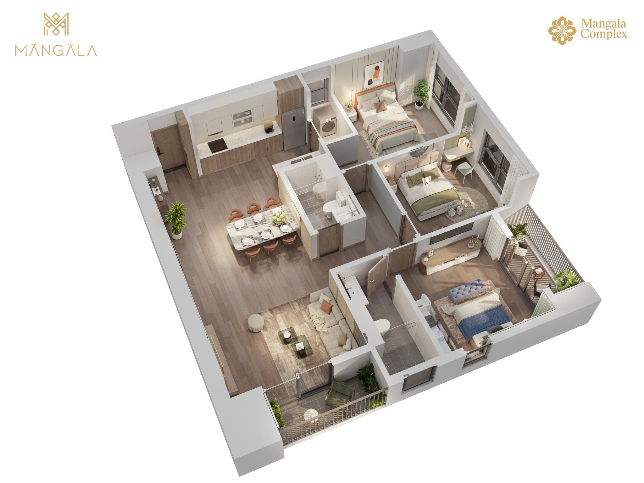 Thiết kế căn hộ 3 Ngủ tại Mangala Complex