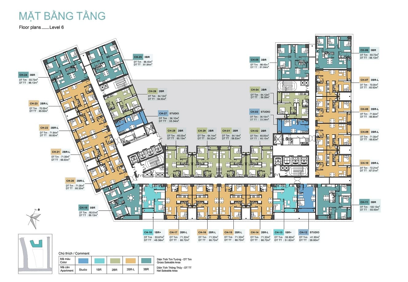 Mặt bằng điển hình tầng căn hộ tại Mangala Complex