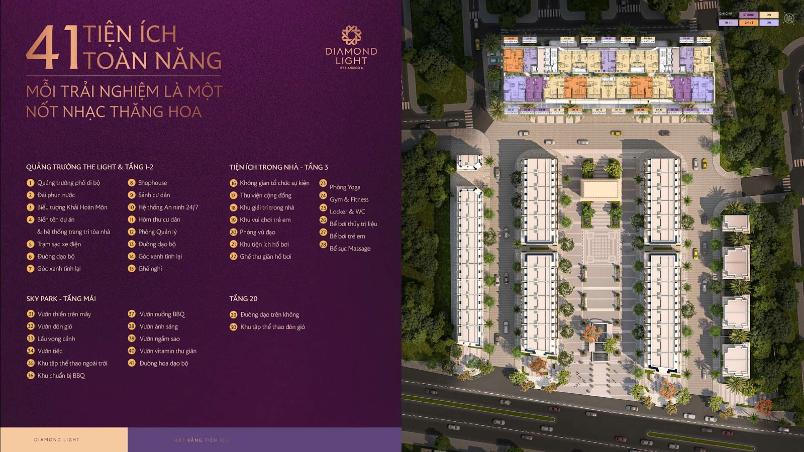 Hệ tiện ích đa dạng tại Diamond Light Thái Bình