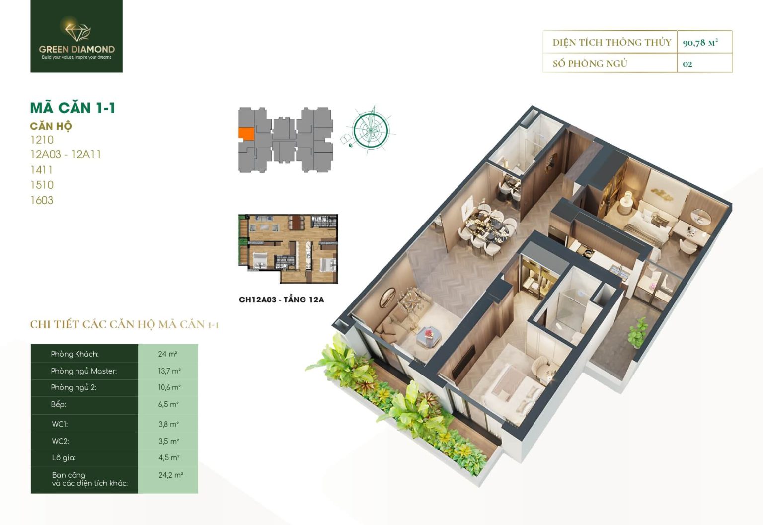 Thiết kế chi tiết căn hộ tại dự án Green Diamond Láng Hạ