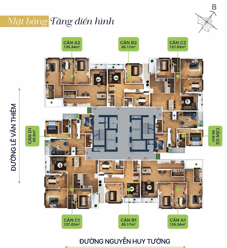 Mặt bằng tầng điển hình dự án Bohemia Residence